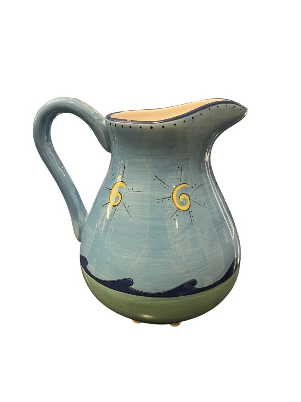Brushes Hand Painted KIC Sea Life Ocean Ceramic Pitcher Starfish Waves